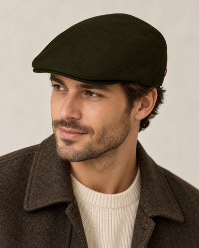 Men 100 wool flat - wool, ivy