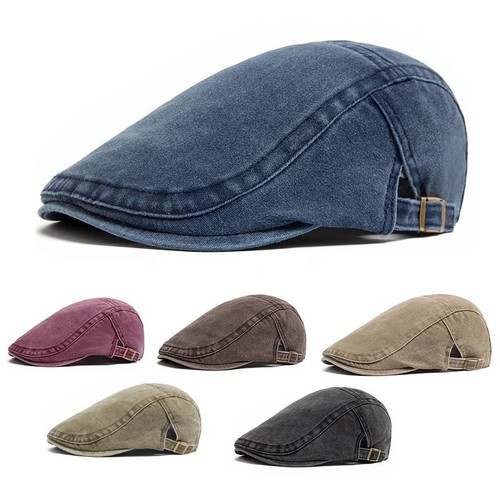Men flat cap - cap, washed